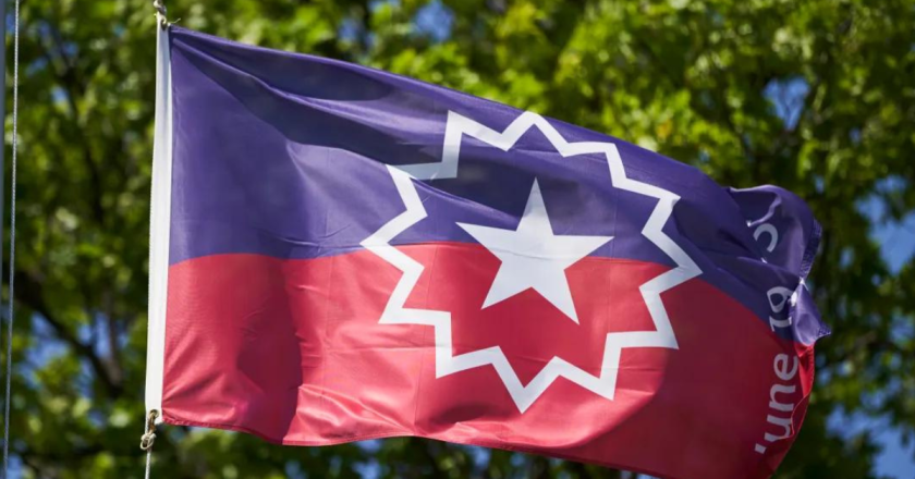 Juneteenth flag with Texas star is flying today at the Colorado Capitol