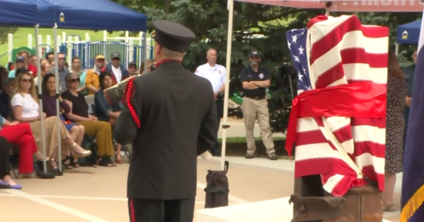 Firefighters who responded on 9/11 escort piece of twin towers to new Fort Collins memorial