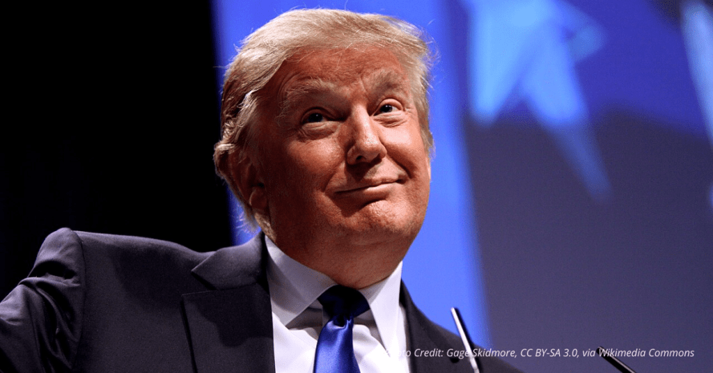 Donald Trump smirking while speaking at CPAC 2011