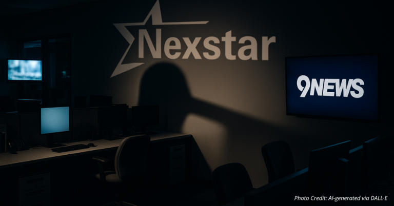 Nexstar shadow looming over 9News newsroom.