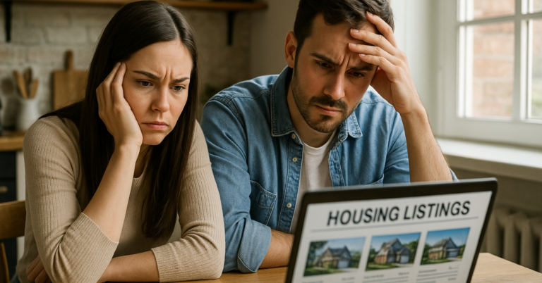 Worried family searching online for affordable housing in Colorado