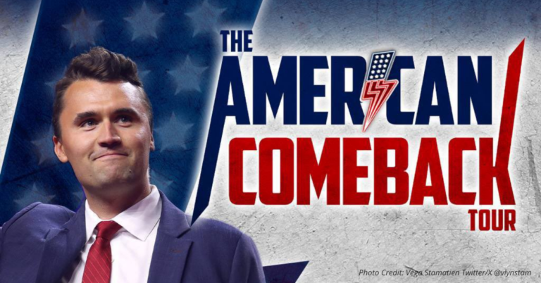 American Comeback Tour poster featuring Charlie Kirk at Colorado State University Fort Collins