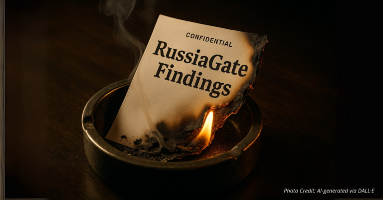 Burned RussiaGate memo smoking in an ashtray