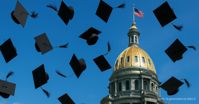 Graduation caps over Colorado Capitol linking education to state law