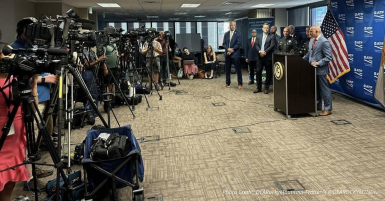 Federal officials at press conference announcing Colorado’s largest TdA gang bust