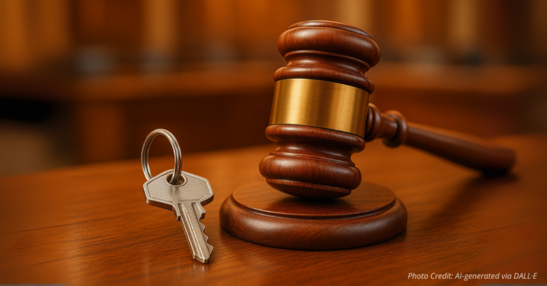 Gavel and house key together symbolizing new legal protections for victims