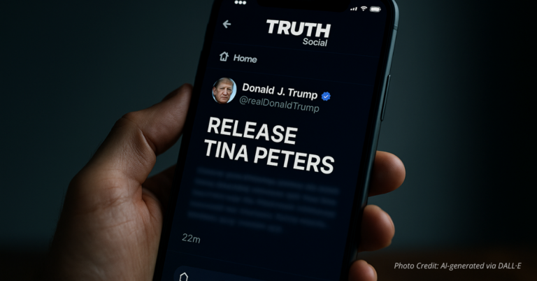 Smartphone shows Trump post on Truth Social
