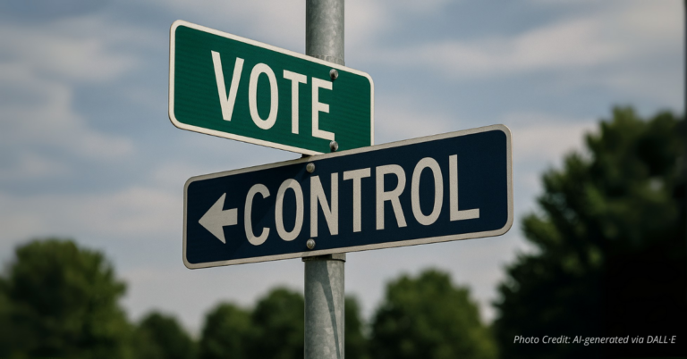 Road sign showing divide between state rights and federal oversight