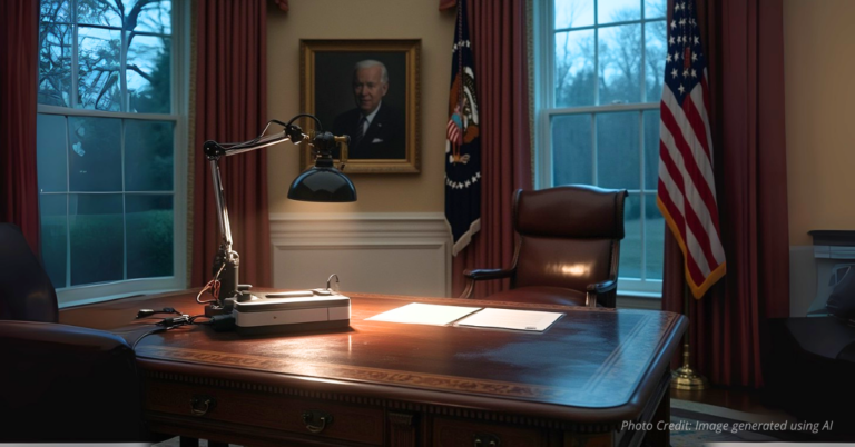Autopen in Oval Office with Biden’s shadow fading in background