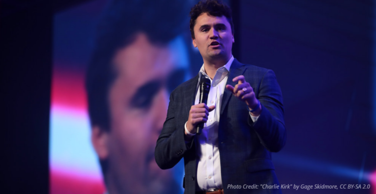 Charlie Kirk on stage speaking