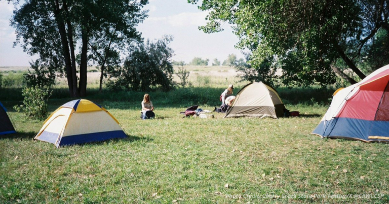 Cherry Creek State Park campground tents under trees (2017)