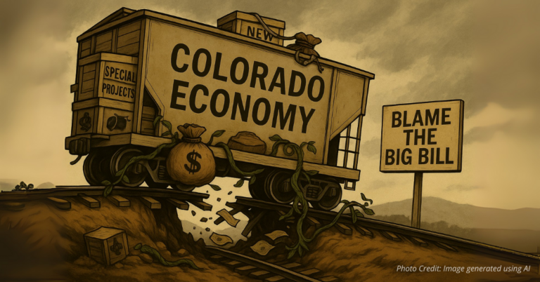 Colorado economy railcar teetering on broken tracks