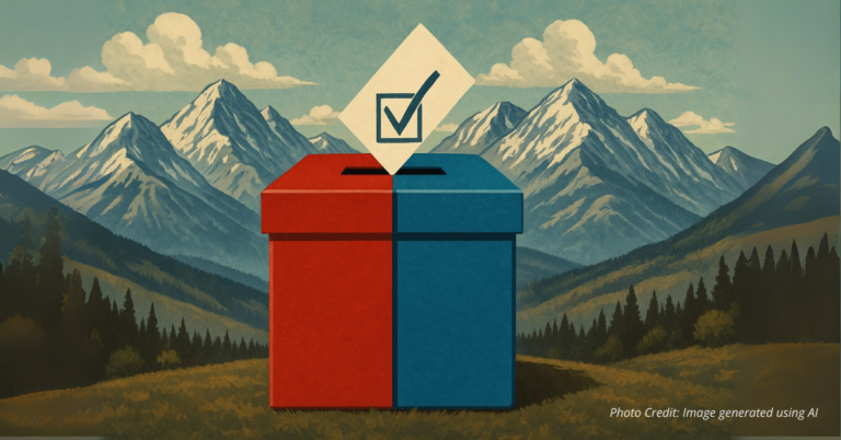 Split ballot with Colorado Rockies backdrop shows voter division