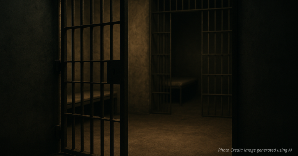 Empty jail cell with open bars symbolizing probation over prison