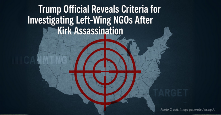 U.S. map with red circles and magnifying glass symbolizing NGO investigations
