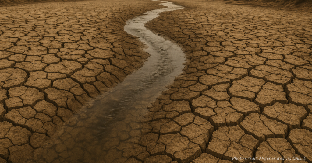 Cracked riverbed showing Rio Grande drought crisis