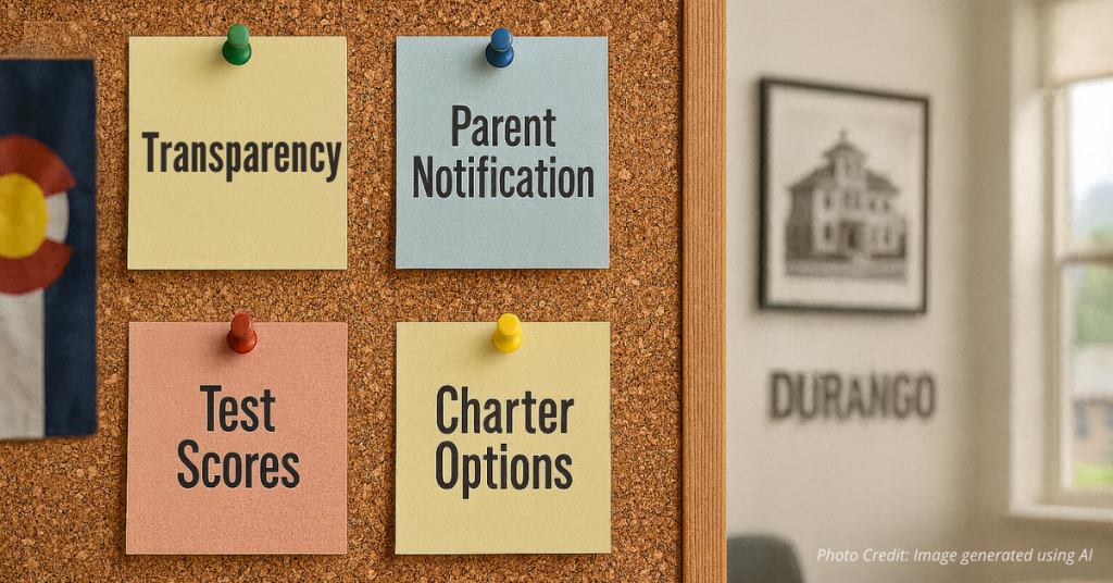 Sticky notes listing key parent concerns on a corkboard