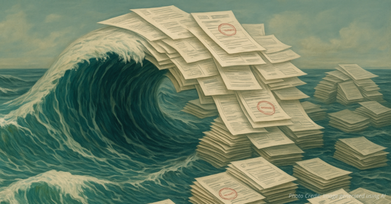 Ocean wave morphs into government paperwork