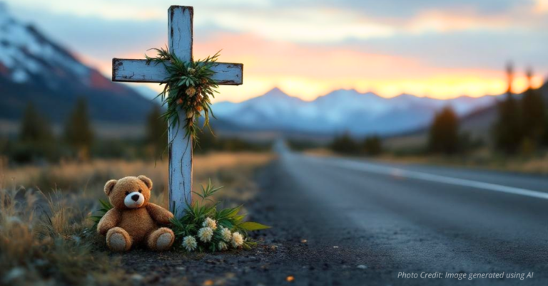 White roadside crosses in Colorado symbolize marijuana-related traffic deaths.