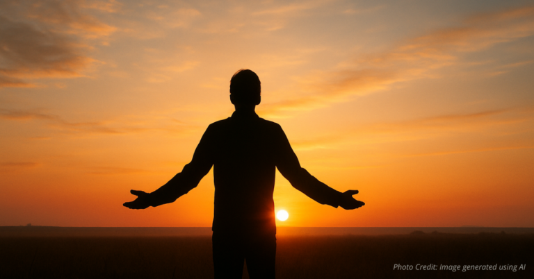 Silhouette facing sunrise symbolizing spiritual readiness and hope