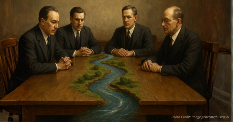 River running through table of 1922 Compact negotiators