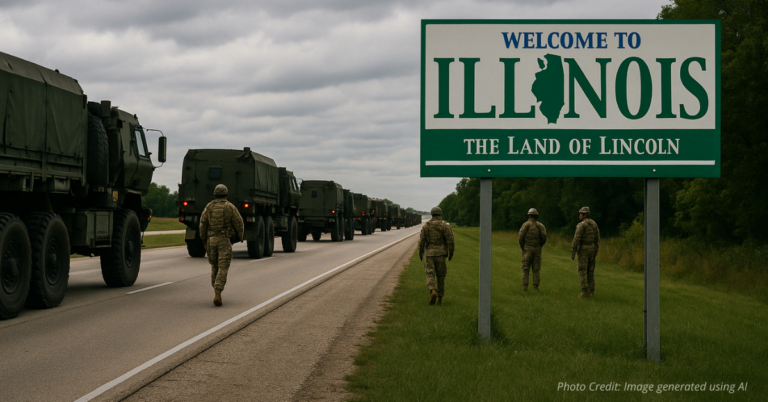 Texas Guard convoy crossing into Illinois to assist with federal protection mission