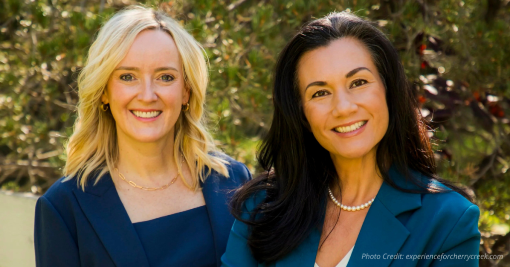 Amanda Thayer and Tatyana Sturm, Cherry Creek School Board candidates endorsed by former board presidents Jennifer Churchfield and Aagje Barber.