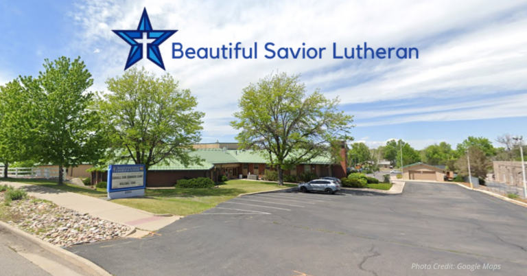 Beautiful Savior Lutheran Church in Broomfield, Colorado, where a swastika was spray-painted on a church sign.