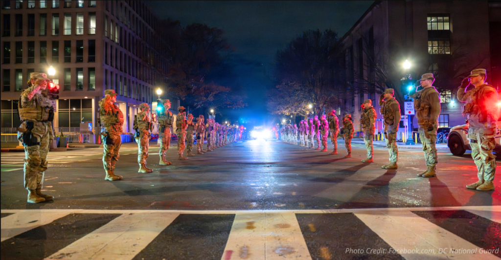 DC National Guard saluting in tribute to Sarah Buckstrom.