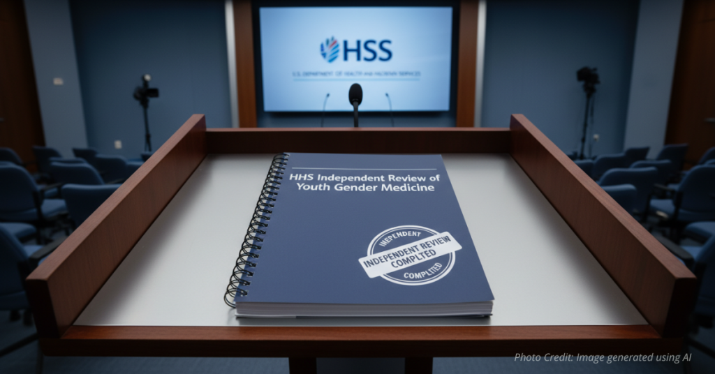 Scientific report with “Independent Scientific Review Completed” stamp on a desk.