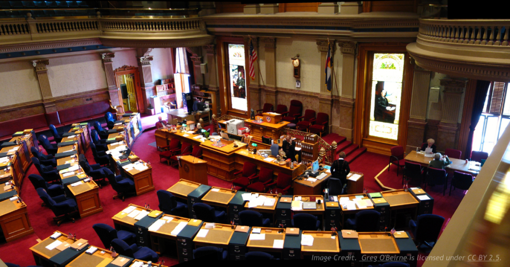 Image of the Colorado State Senate Chamber.