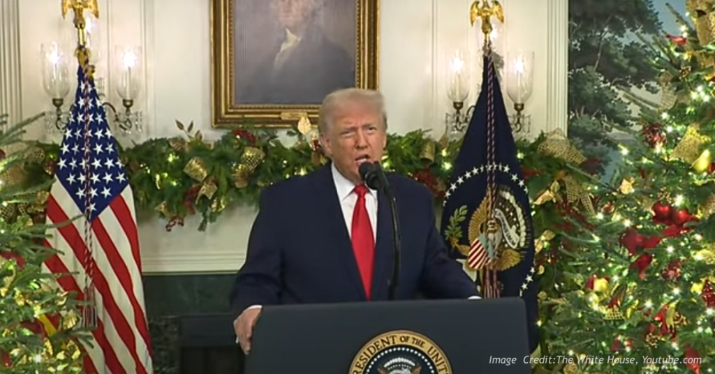 President Trump giving national Christmas speech.