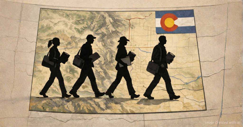 Signature gatherers crossing a Colorado map