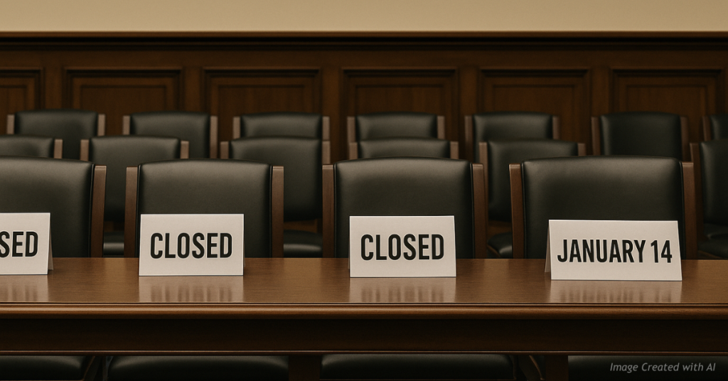 All comment chairs closed except one reserved for January 14