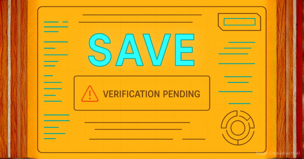 SAVE system interface showing verification pending