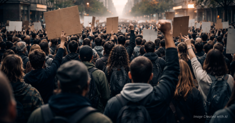 Protest planning materials symbolize organized nationwide activism.