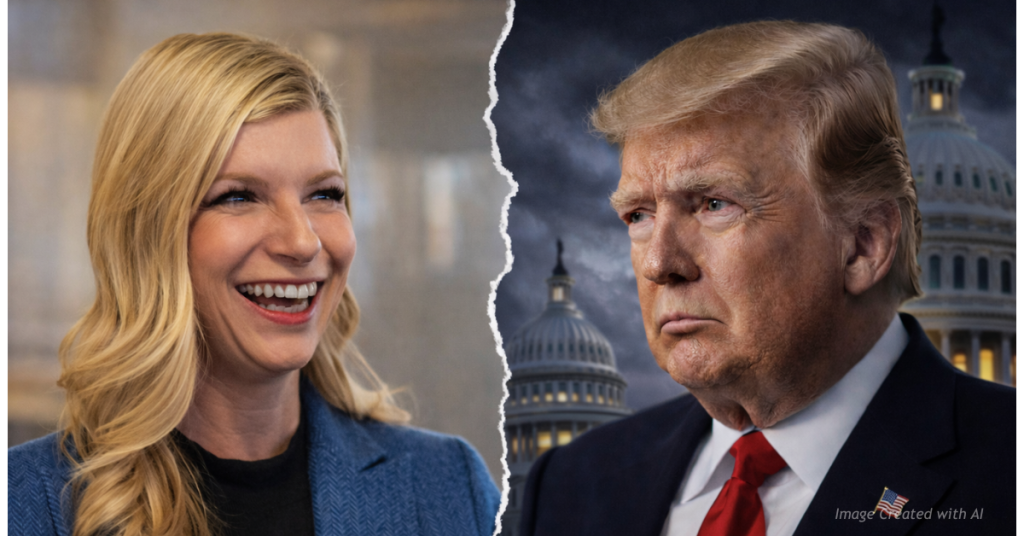 Split image showing a smiling Colorado congresswoman on one side and a serious President Donald Trump with the U.S. Capitol behind him.