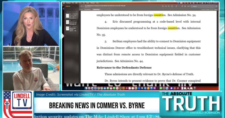 Emerald Robinson and Patrick Byrne discuss sworn court admissions by Eric Coomer on The Absolute Truth
