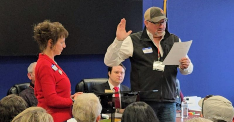 Sean Pond speaking during a Montrose County public meeting