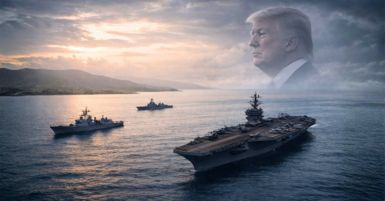 U.S. Navy ships operate near Venezuela as President Trump’s leadership shapes military authority in the Caribbean.
