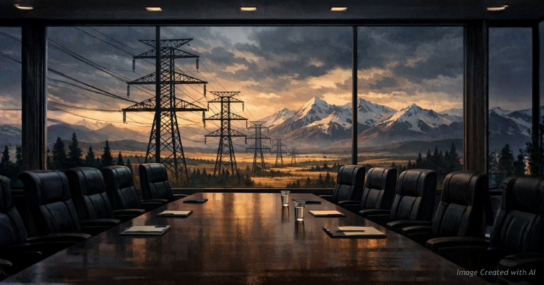 Empty boardroom symbolizing unelected energy decision makers