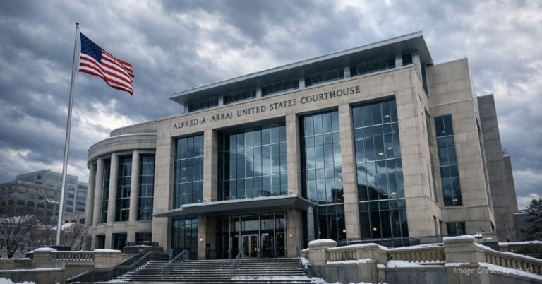Alfred A. Arraj U.S. Courthouse in Denver under cloudy winter sky