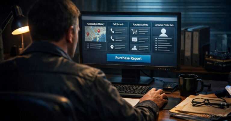 Officer viewing consumer data broker website as Colorado debates warrant requirement for purchased data
