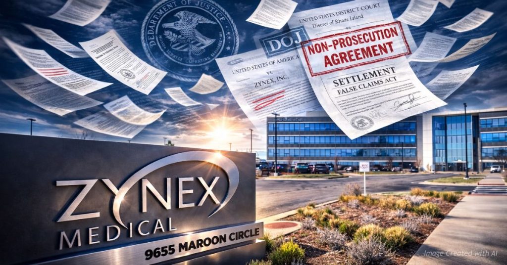 Medical device and gavel symbolizing federal fraud investigation and forfeiture