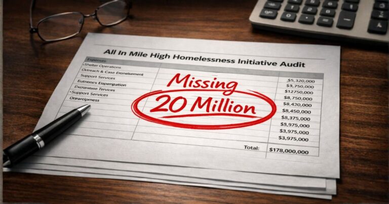 Financial ledger with $20M circled highlighting missing funds