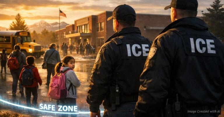 ICE agents stand outside safe zone boundary near Denver public school