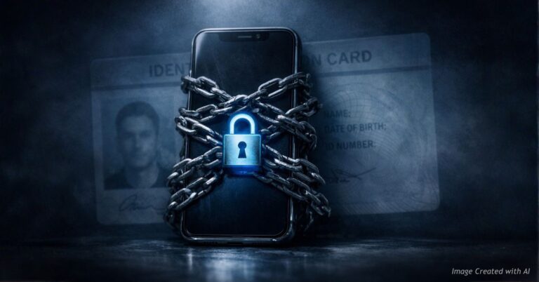 Smartphone chained with lock symbol representing digital privacy concerns