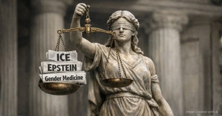 Lady Justice scales tipped by headlines about ICE and Epstein