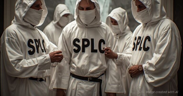 Southern Poverty Law Center: people dressed in white robes and masks