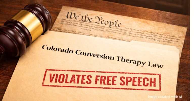 Gavel and legal file stamped violates free speech over visible First Amendment text